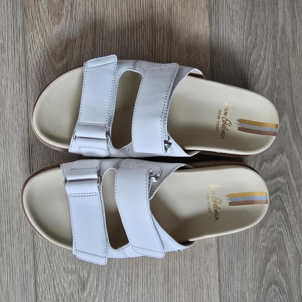 SAM EDLEMAN - White Strap Lug Sole Sandals, Size 8